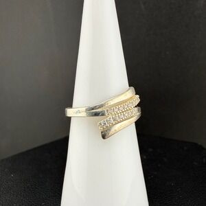 Vintage RJ Bypass Ring Ribbon Sterling Silver 925 Tiered‎ Womens Size 7